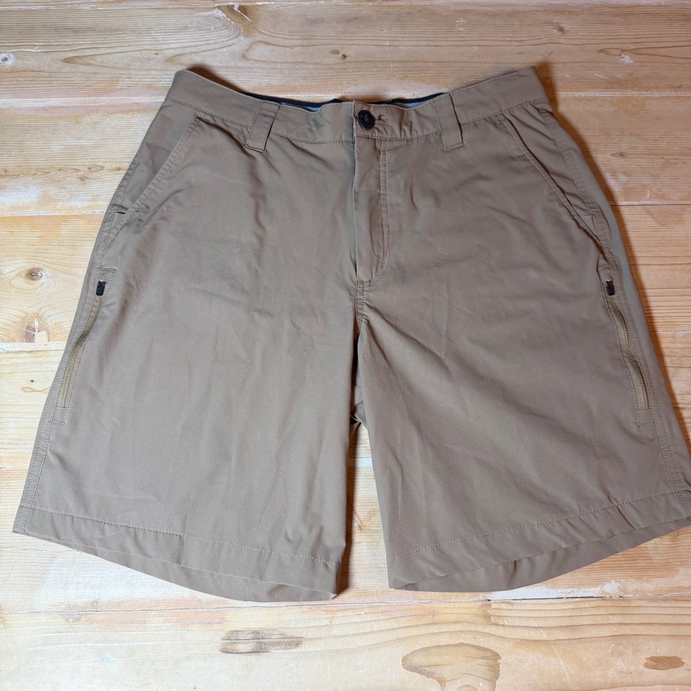 Orvis Mens Performance Khaki Shorts Tan Stretch Hiking‎ Golf Active Size 32